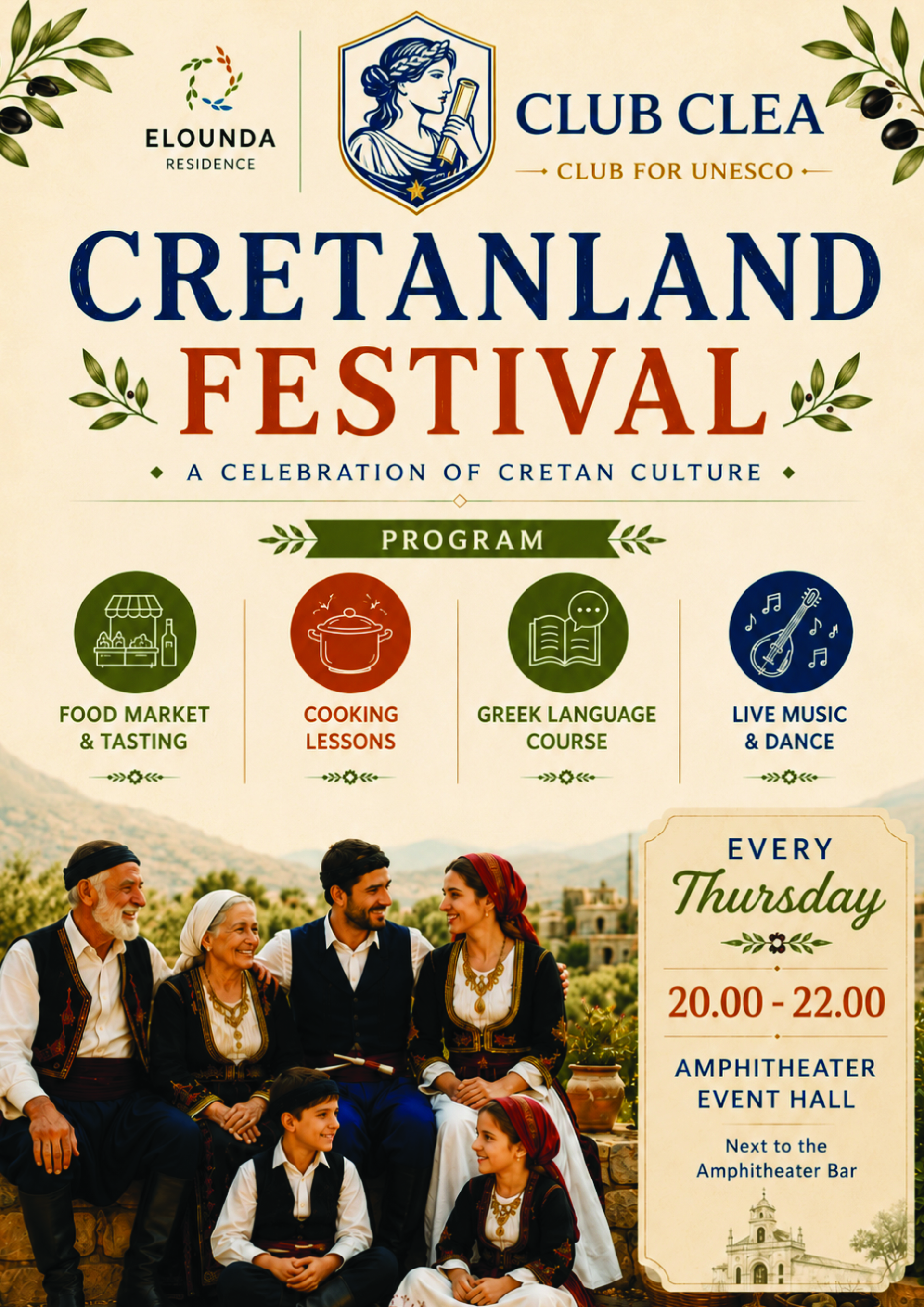 Poster van het Cretanland Festival bij Elounda Residence